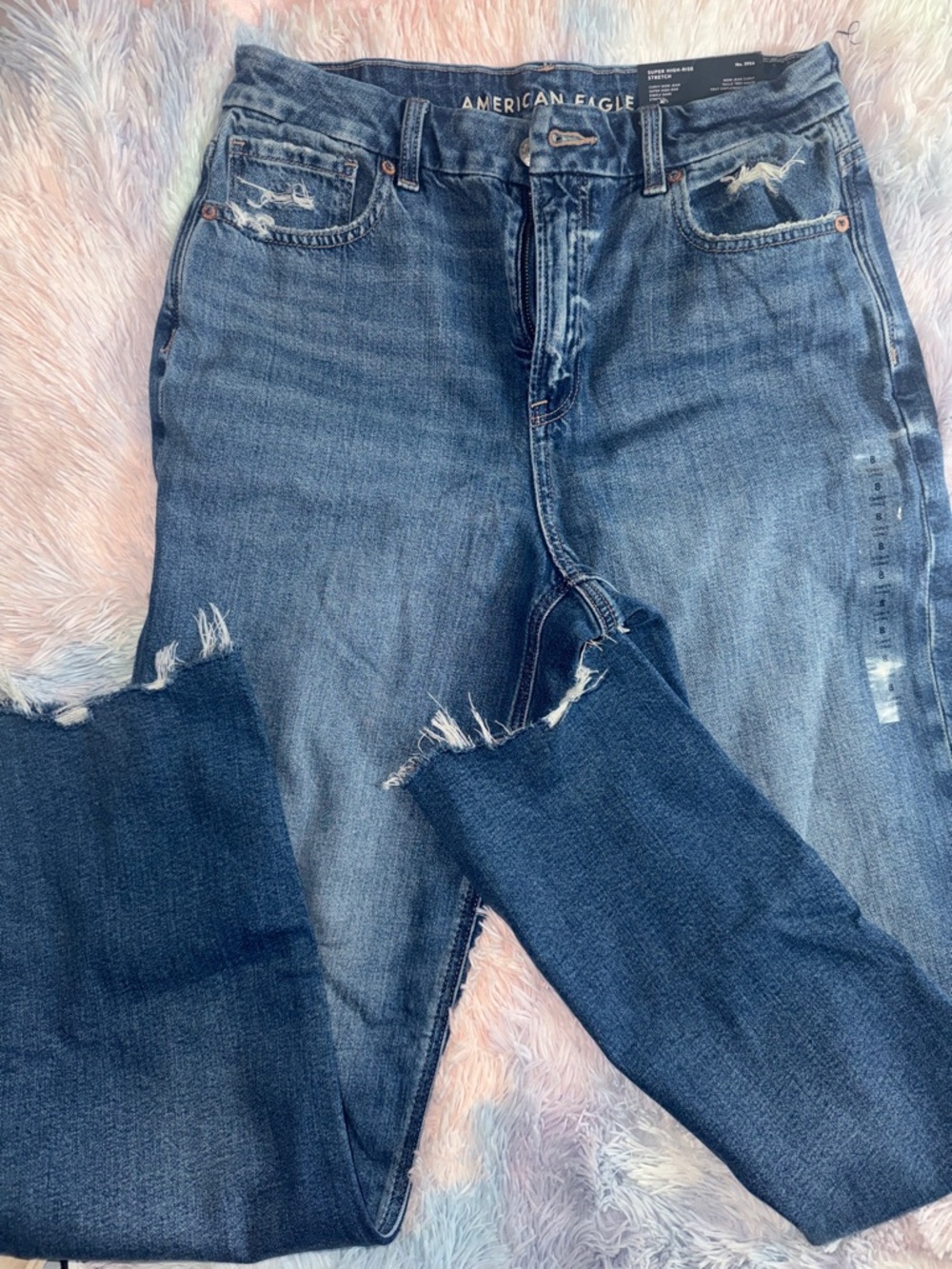 American Eagle Outfitters Medium Blue Distressed Jeans curvy 29